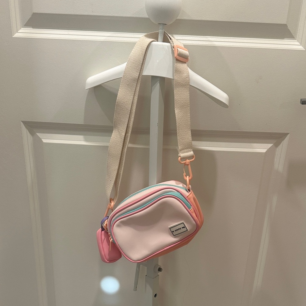 ZARA Pink and Cream Crossbody Bag
